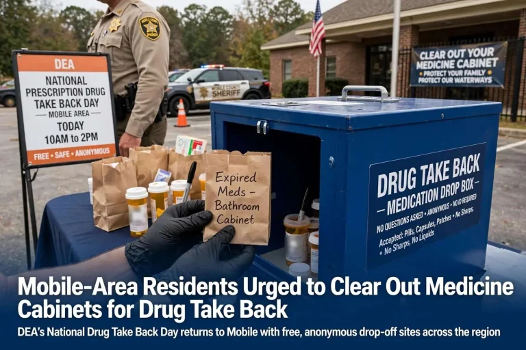 Illustration for the news story: Mobile-Area Residents Urged to Clear Out Medicine Cabinets for Drug Take Back