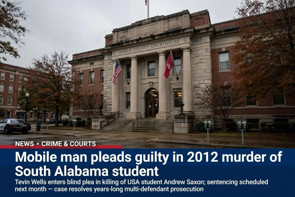Illustration for the news story: Mobile man pleads guilty in 2012 murder of South Alabama student