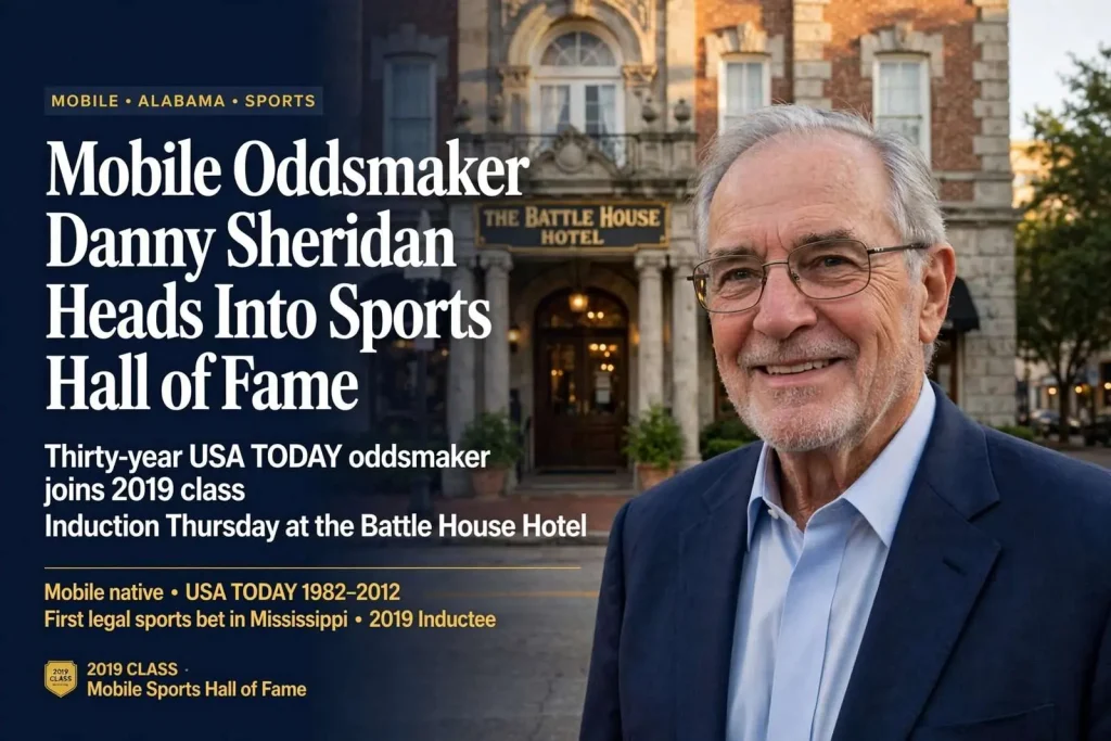 Illustration for the news story: Mobile Oddsmaker Danny Sheridan Heads Into Sports Hall of Fame