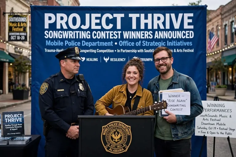 Illustration for the news story: Mobile Police Department announces winners of trauma-healing songwriting contest