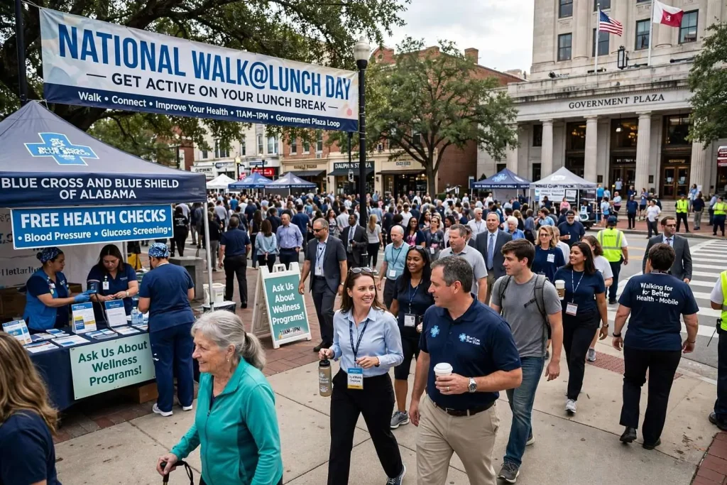 Illustration for the news story: National Walk@Lunch Day Brings Downtown Mobile Out for a Stroll