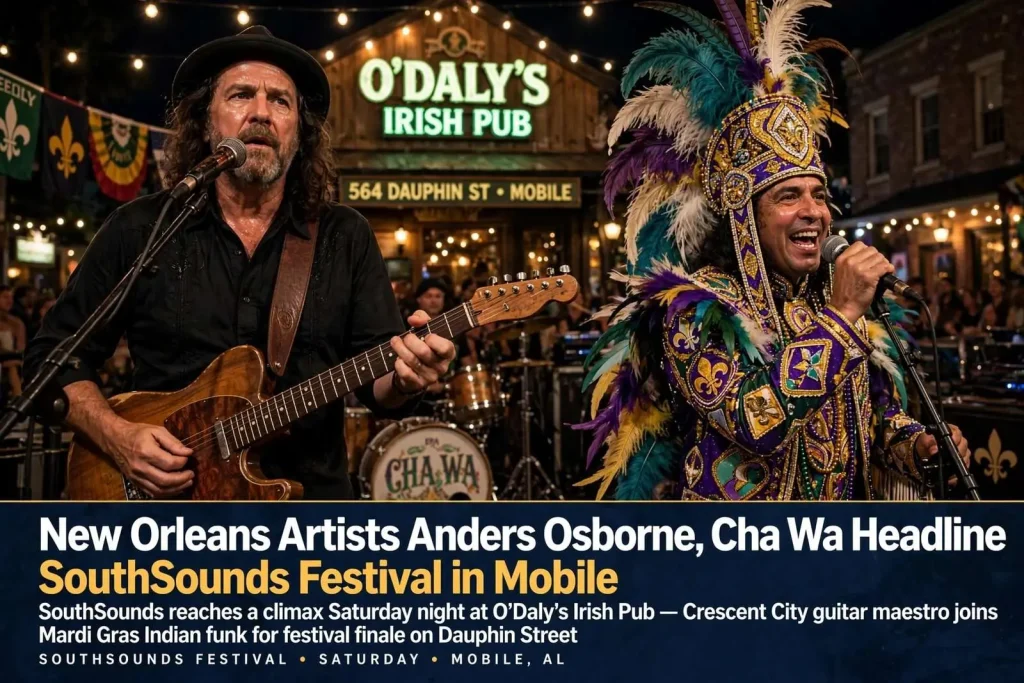 Illustration for the news story: New Orleans Artists Anders Osborne, Cha Wa Headline SouthSounds Festival in Mobile