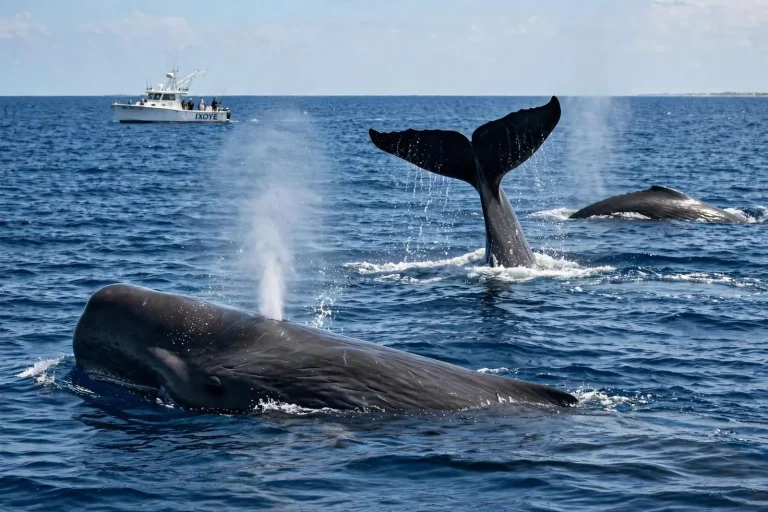 Illustration for the news story: Pod of Whales Spotted in Gulf Off Dauphin Island