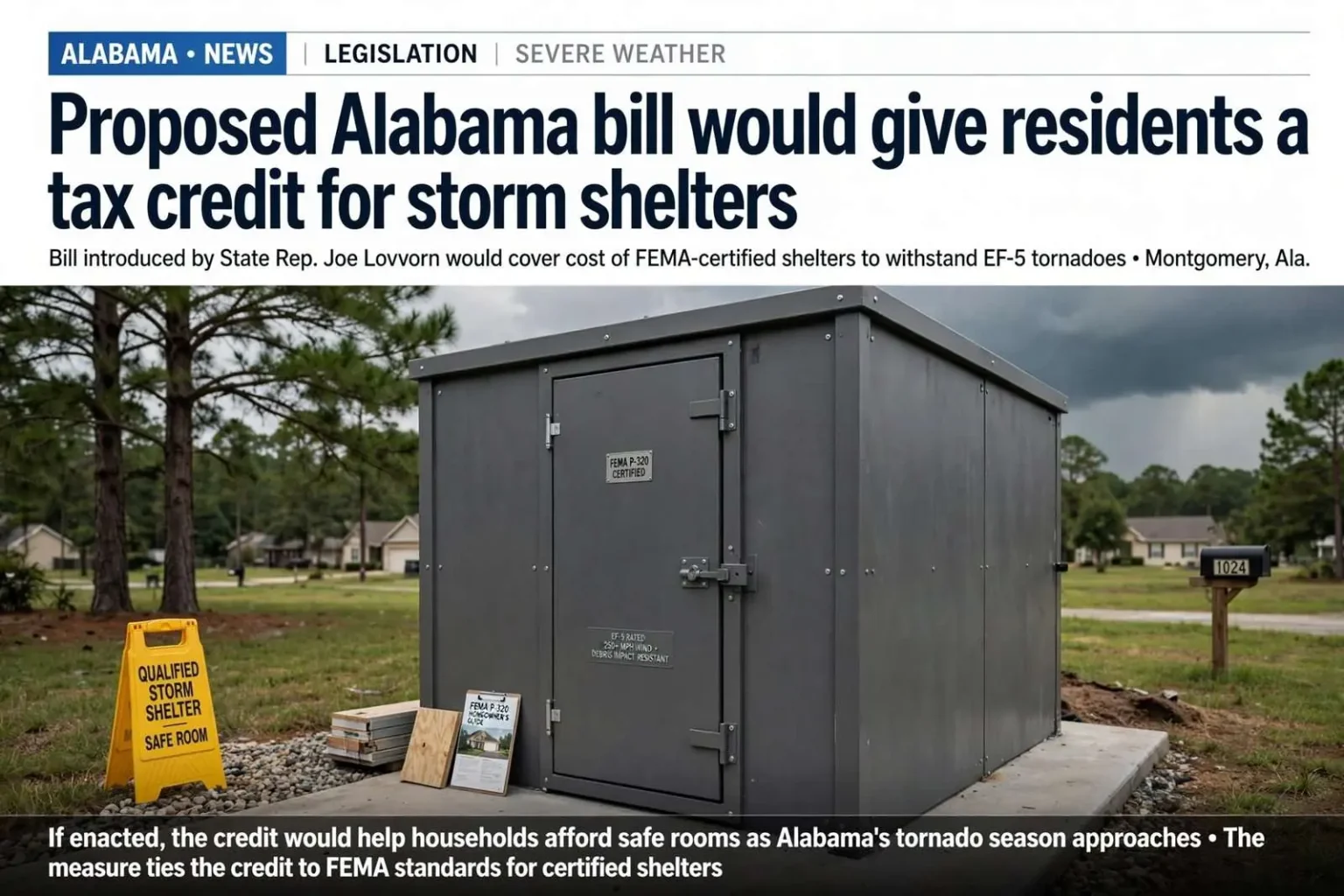 Illustration for the news story: Proposed Alabama bill would give residents a tax credit for storm shelters