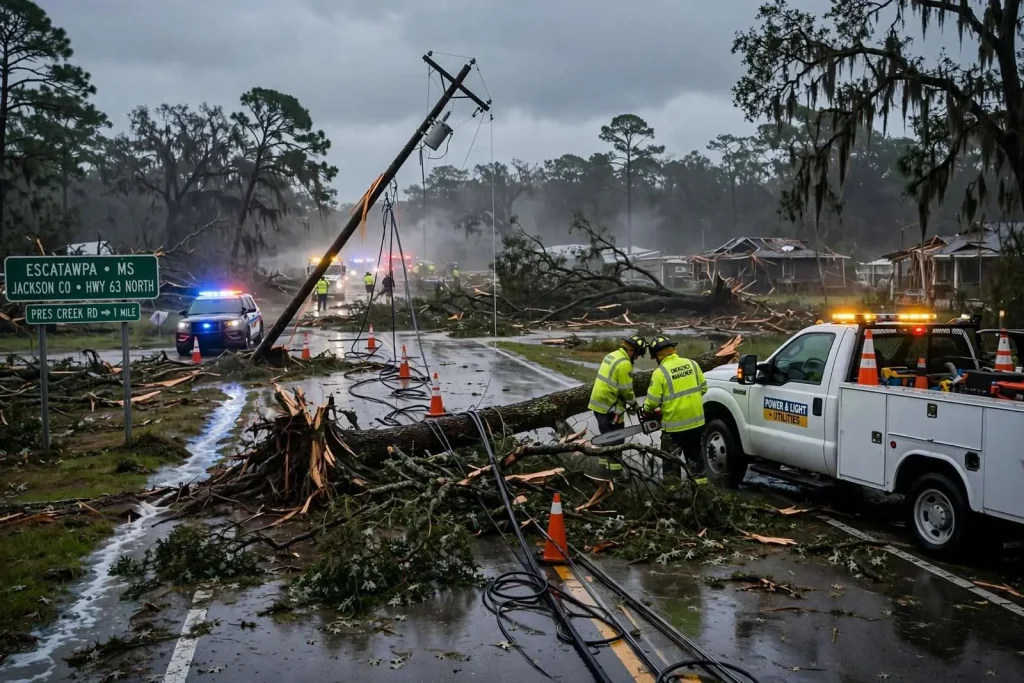 Illustration for the news story: Severe Weather Damage Reports Across the Gulf Coast Region
