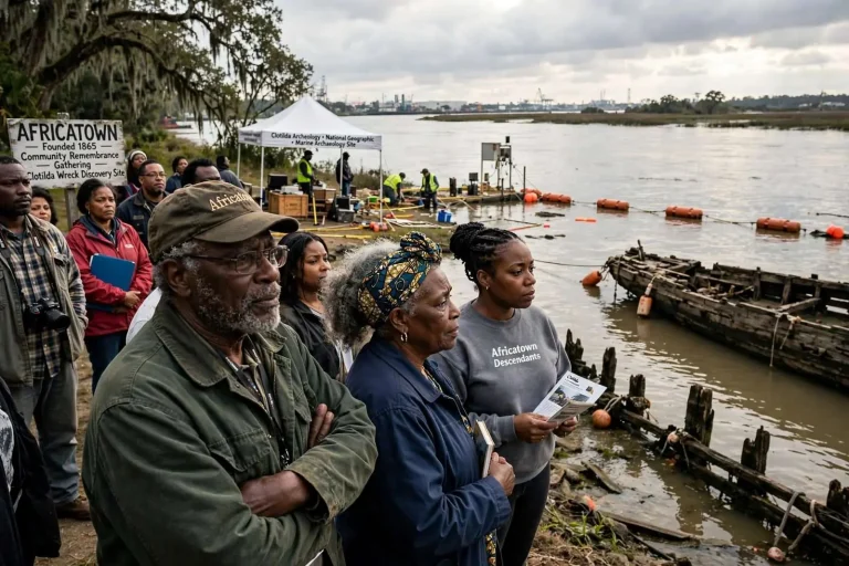 Illustration for the news story: Africatown Celebrates Discovery of the Clotilda, the Last Known Slave Ship to Reach America