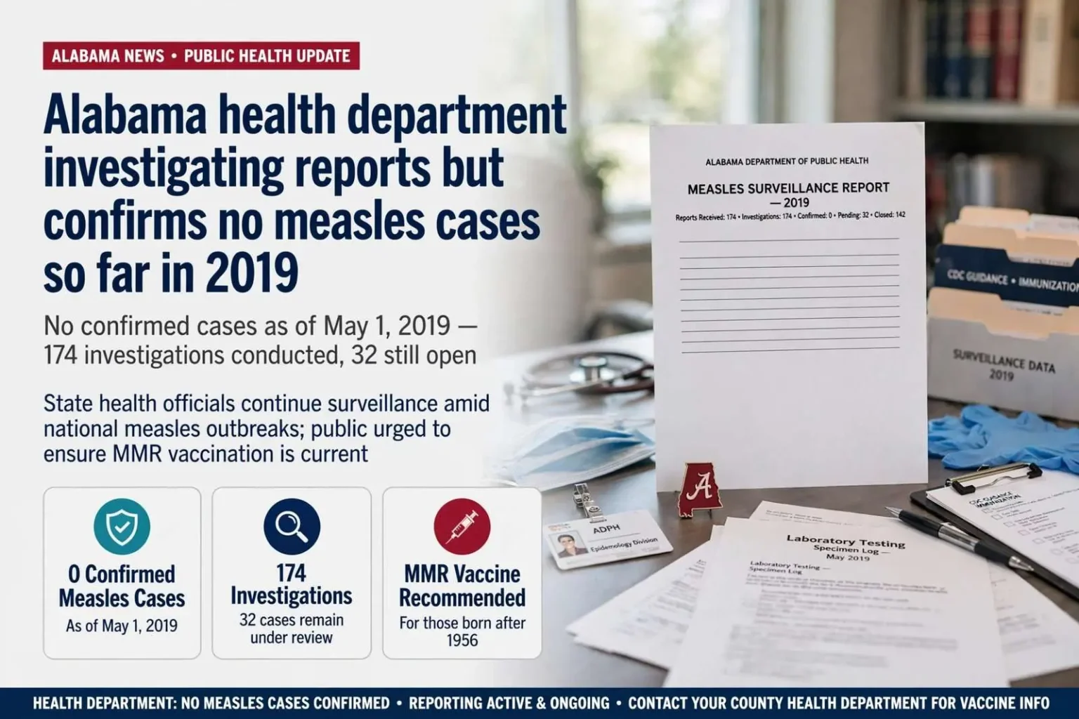 Illustration for the news story: Alabama health department investigating reports but confirms no measles cases so far in 2019