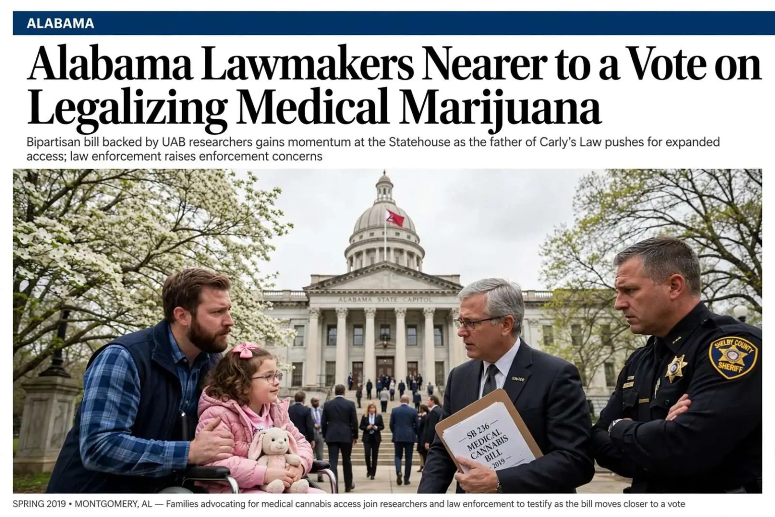 Illustration for the news story: Alabama Lawmakers Nearer to a Vote on Legalizing Medical Marijuana