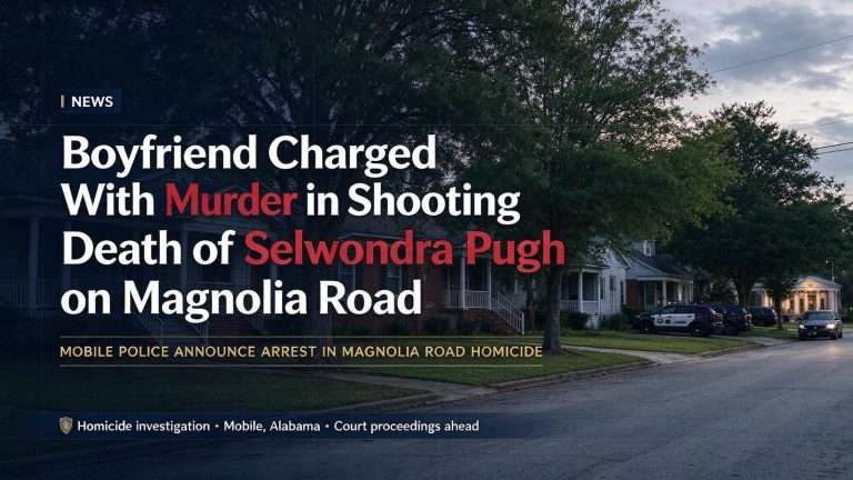 Illustration for the news story: Boyfriend Charged With Murder in Shooting Death of Selwondra Pugh on Magnolia Road