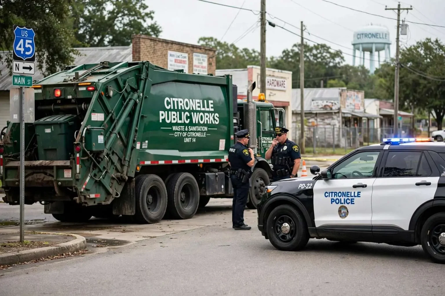 Illustration for the news story: Citronelle police: Meth found on garbage truck; operator arrested