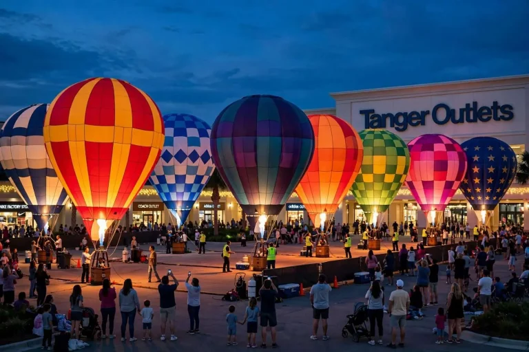 Illustration for the news story: Gulf Coast Hot Air Balloon Festival lights up Tanger Outlets in Foley