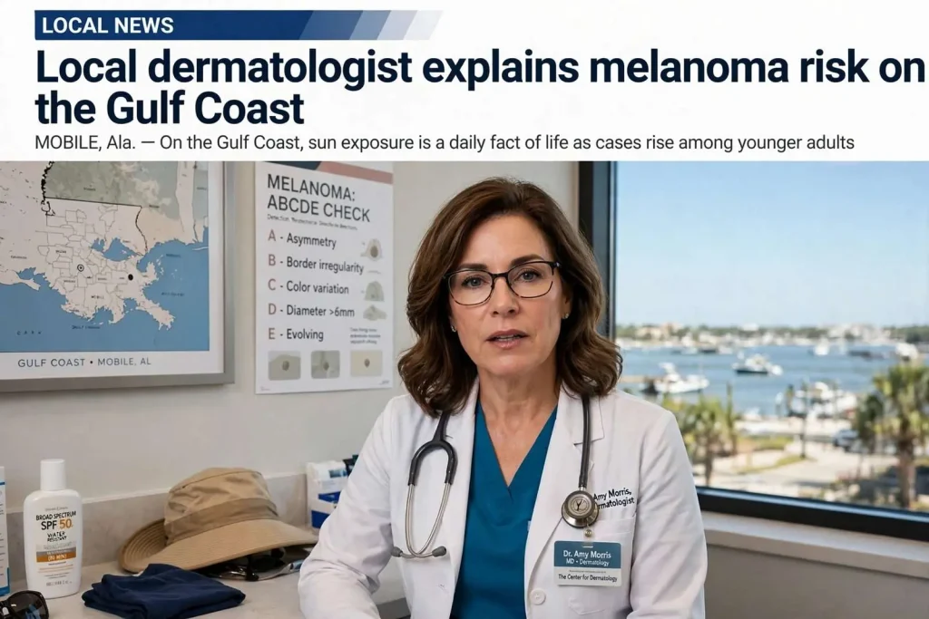 Illustration for the news story: Local dermatologist explains melanoma risk on the Gulf Coast