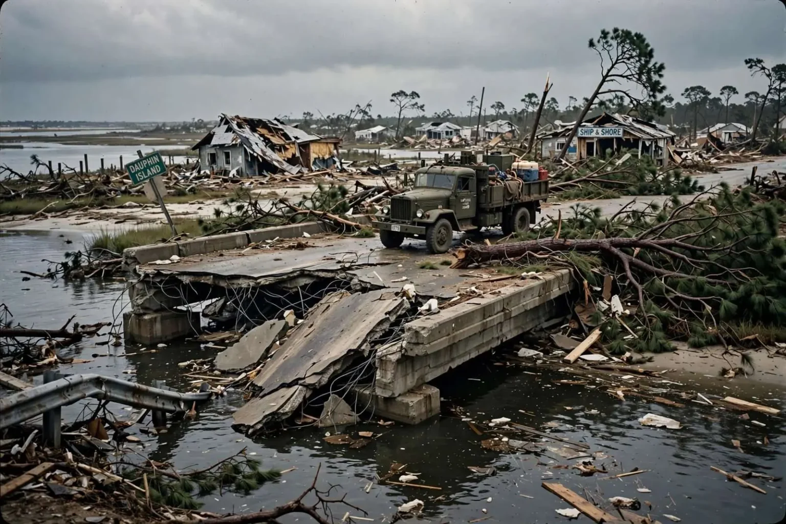 Illustration for the news story: Looking back at Hurricane Frederic’s destruction on Dauphin Island