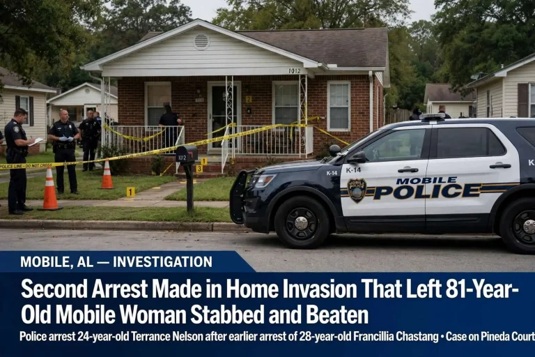 Illustration for the news story: Second Arrest Made in Home Invasion That Left 81-Year-Old Mobile Woman Stabbed and Beaten