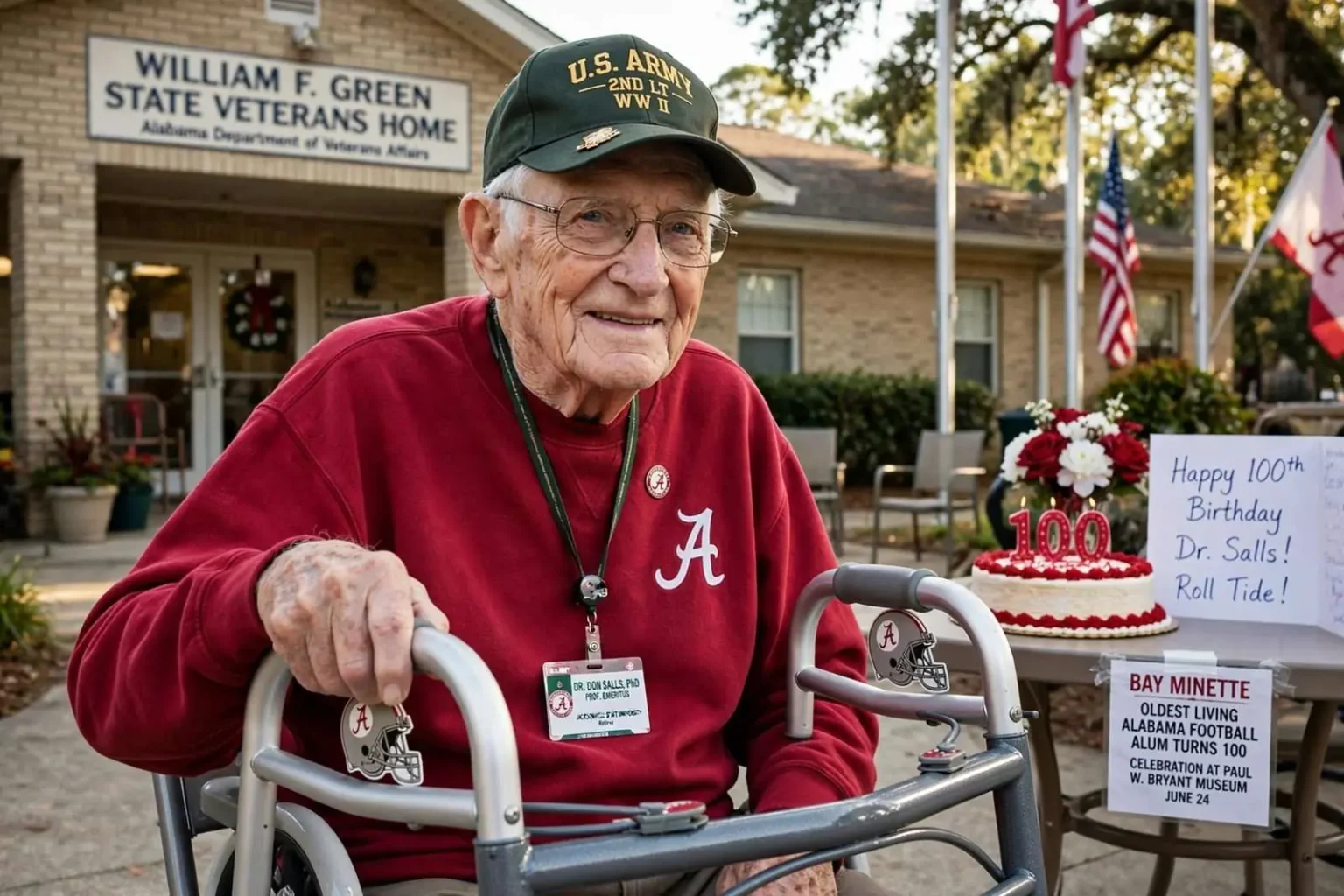 Illustration for the news story: Bay Minette’s Dr. Don Salls, Oldest Living Alabama Football Alum, Turns 100