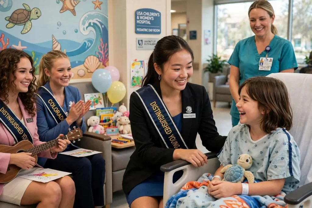 Illustration for the news story: Distinguished Young Women Contestants Perform for Child Patients in Mobile