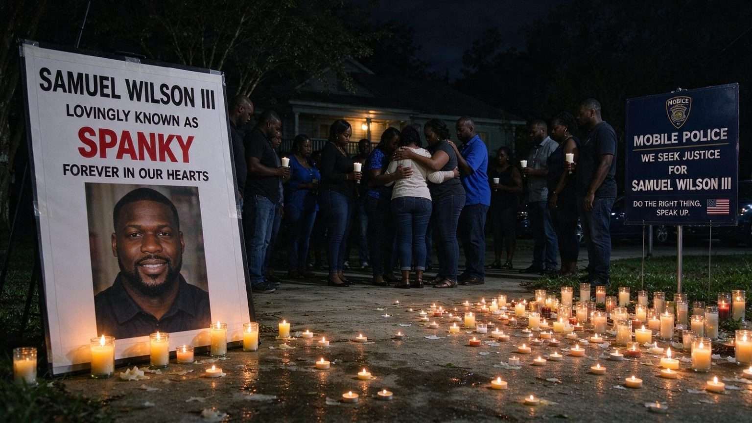 Illustration for the news story: Family and Friends Hold Candlelight Vigil for Mobile Man Killed in His Own Driveway