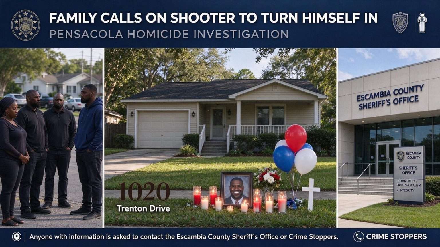Illustration for the news story: Family of Pensacola Homicide Victim Calls on Shooter to Turn Himself In