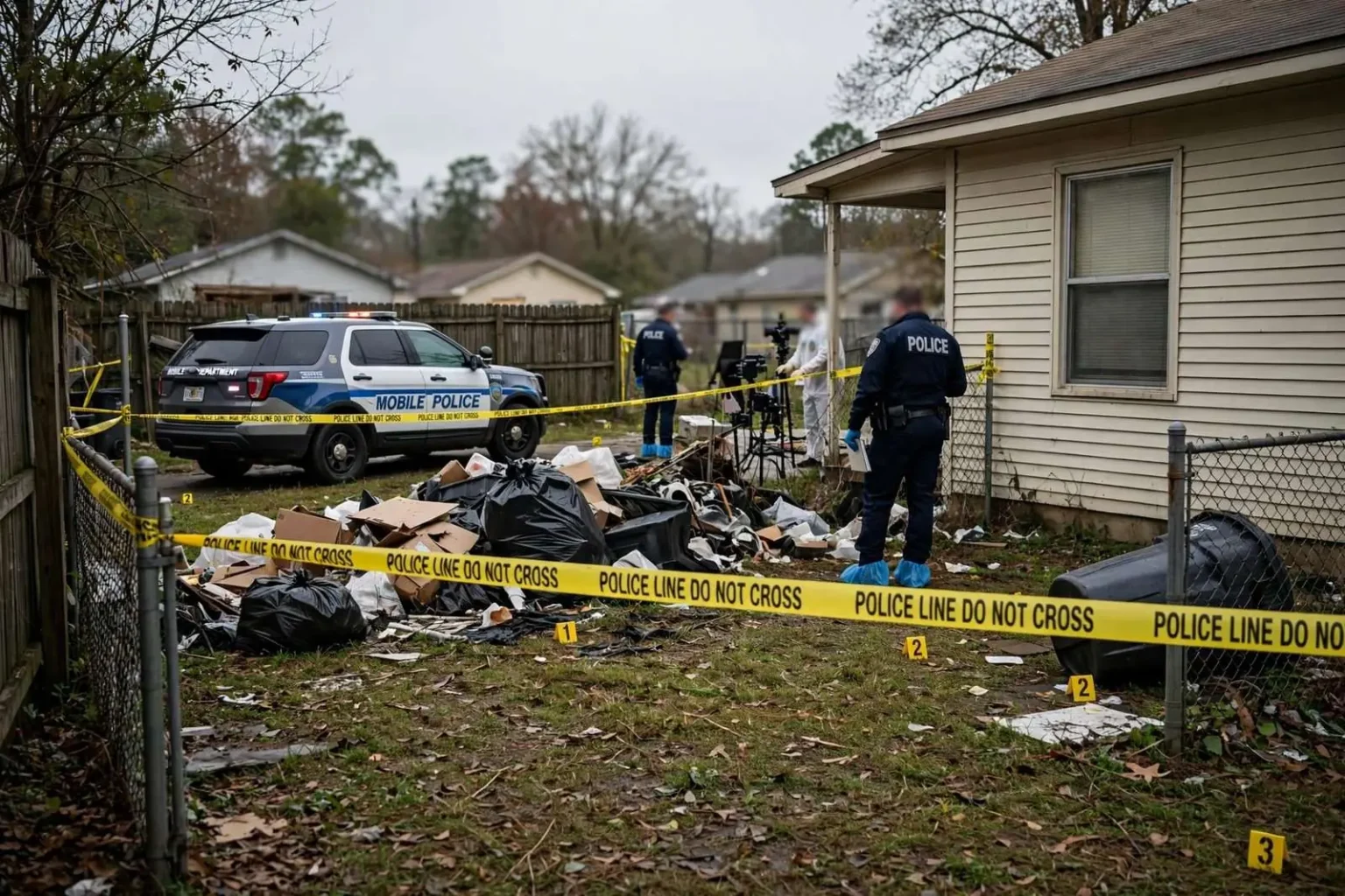 Illustration for the news story: Man already jailed on domestic violence charge now accused of murder in Mobile backyard death