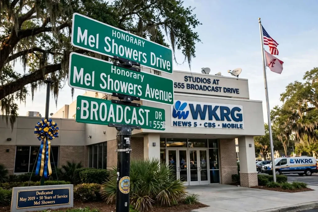 Illustration for the news story: Mobile Honors Broadcasting Legend Mel Showers With Honorary Street Names