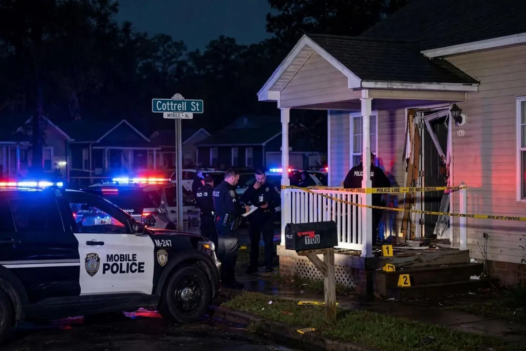 Illustration for the news story: Mobile man shot after two men force their way into his home
