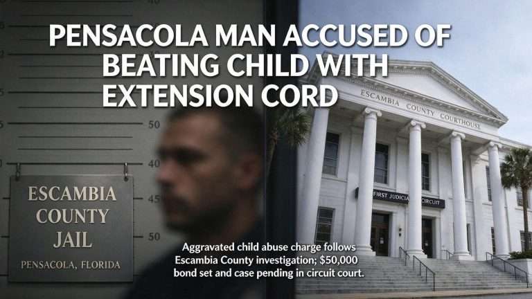 Illustration for the news story: Pensacola Man Accused of Beating Child With Extension Cord