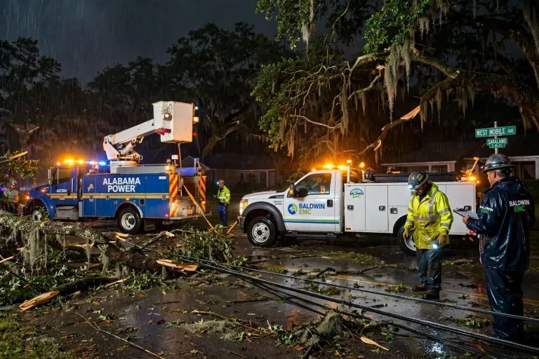 Illustration for the news story: Severe Storms Leave 16,000 in the Dark Across Mobile and Baldwin Counties