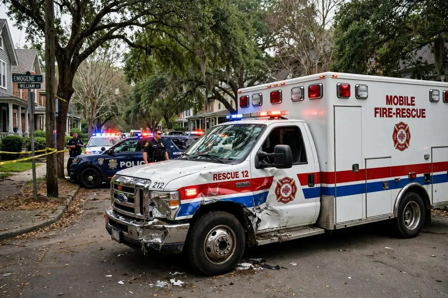 Illustration for the news story: Suspect Fleeing Police Custody Steals Mobile Fire-Rescue Ambulance, Leads Officers on Chase Through Midtown