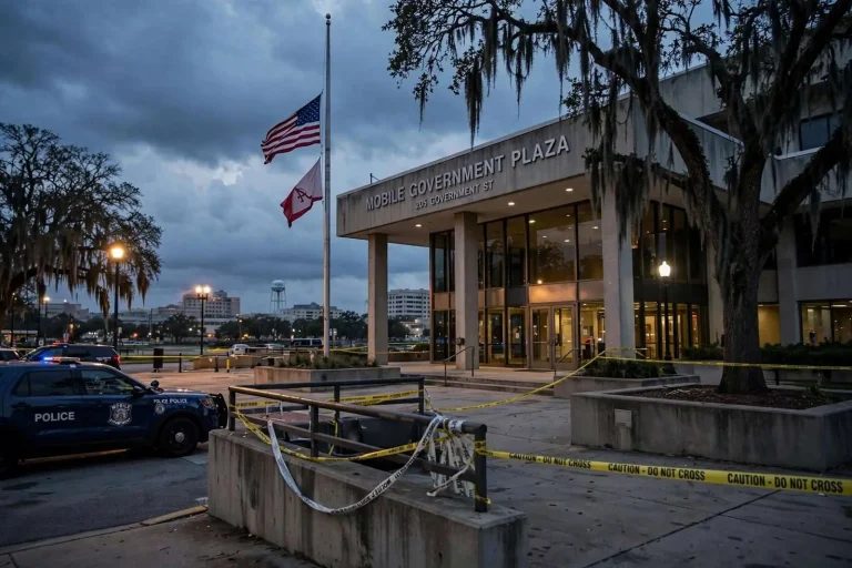 Illustration for the news story: With Shootings Mounting, Mobile Leaders Question the ‘Safest City by 2020’ Goal
