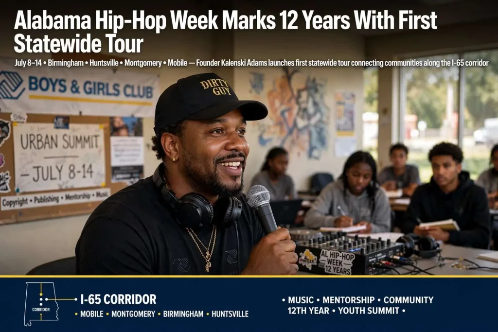 Illustration for the news story: Alabama Hip-Hop Week Marks 12 Years With First Statewide Tour