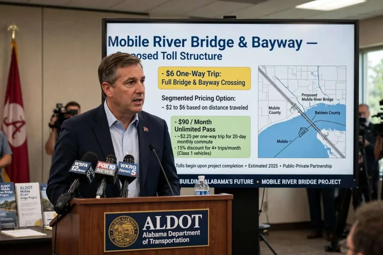Illustration for the news story: ALDOT Chief Defends Mobile River Bridge Toll Plan as Pricing Details Emerge