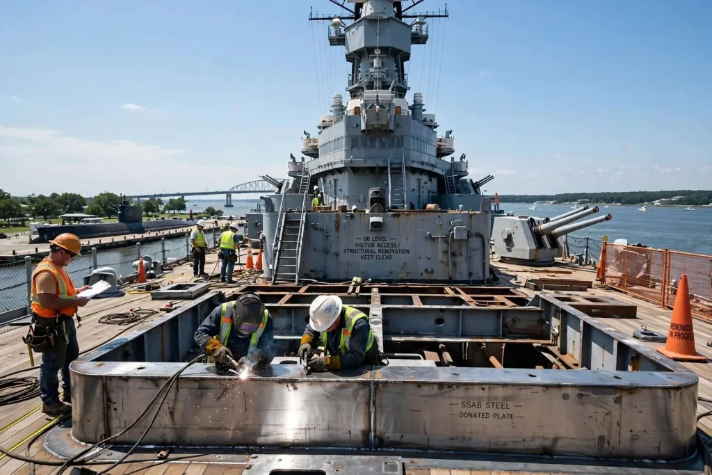 Illustration for the news story: Battleship Memorial Park makes progress on USS Alabama renovations