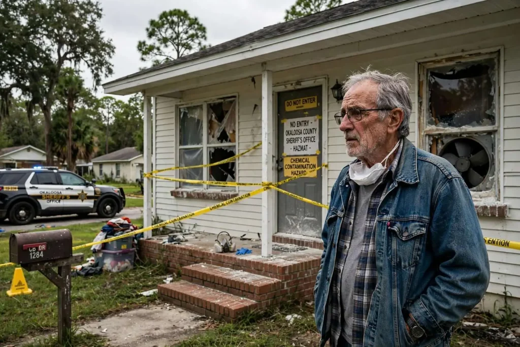 Illustration for the news story: Crestview man still locked out of home after sheriff’s office tear gas raid