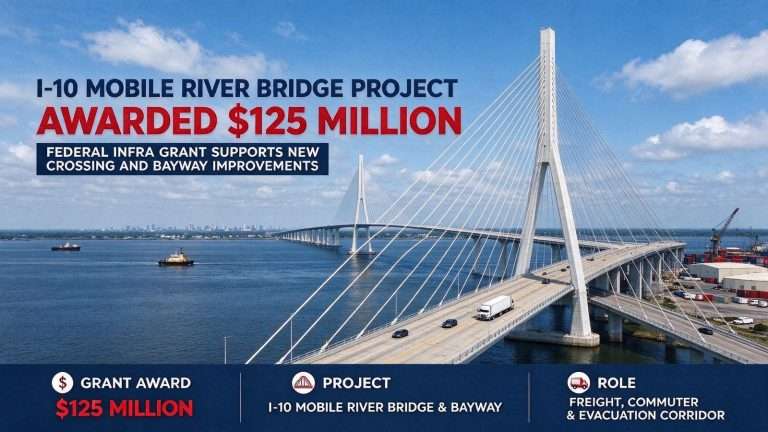 Illustration for the news story: Federal government awards $125 million grant for I-10 Mobile River Bridge project