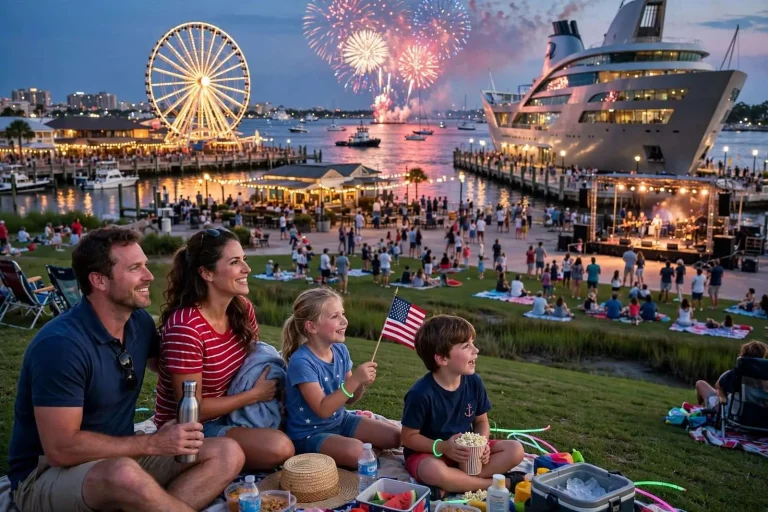 Illustration for the news story: Fireworks, Concerts and Family Fun: Where to Celebrate the Fourth of July Across Mobile and Baldwin Counties