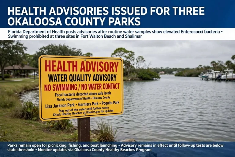 Illustration for the news story: Health Advisories Issued for Three Okaloosa County Parks