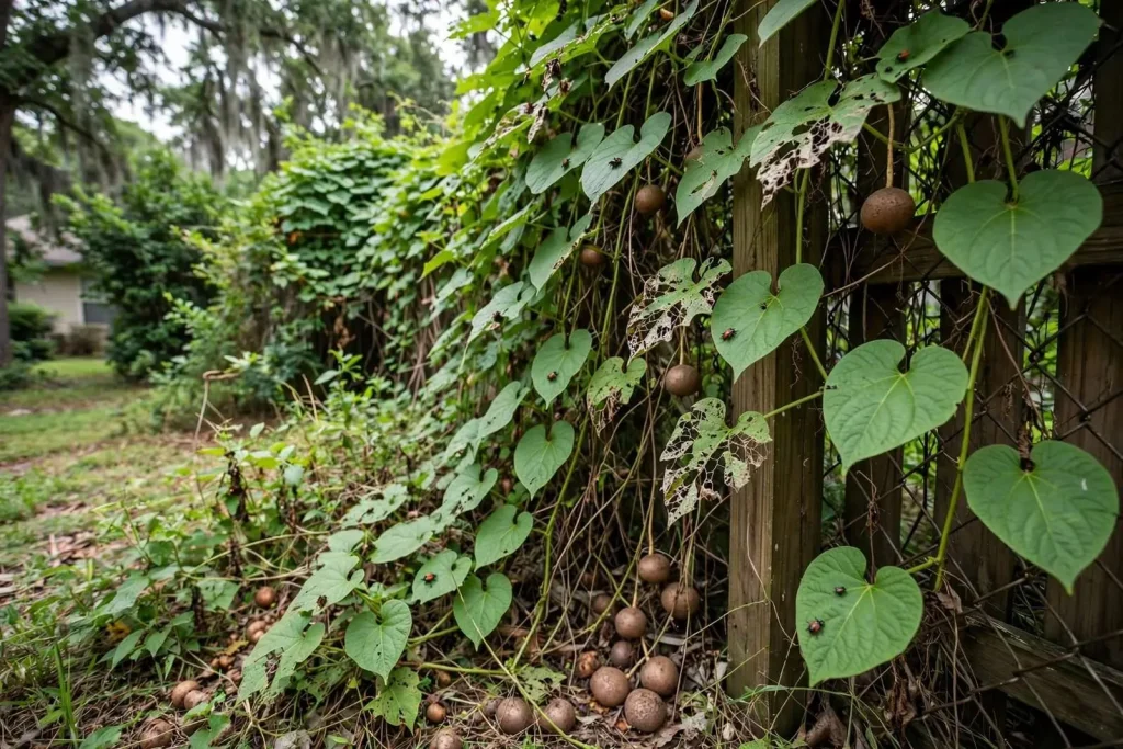 Illustration for the news story: Invasive Air Potato Vine Spreading Through Mobile Yards, Extension Agent Warns