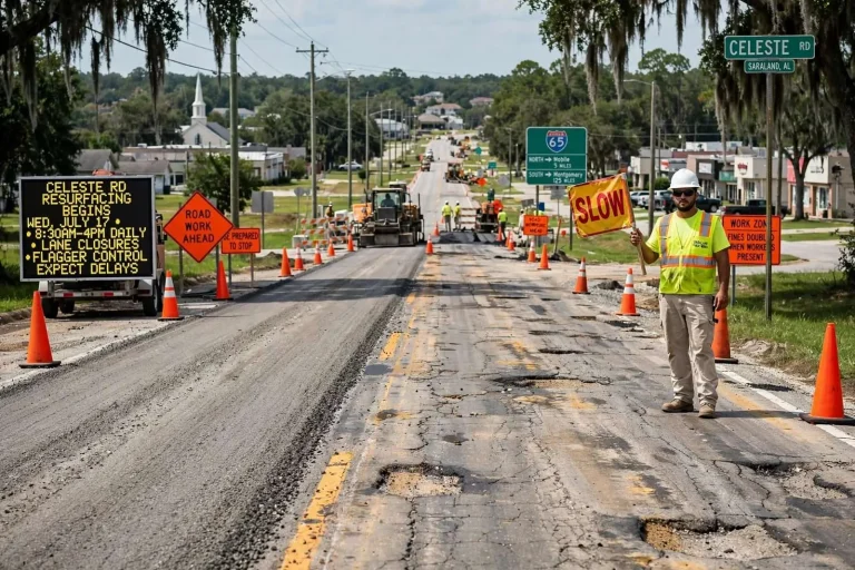Illustration for the news story: Resurfacing on Celeste Road in Saraland to begin Wednesday