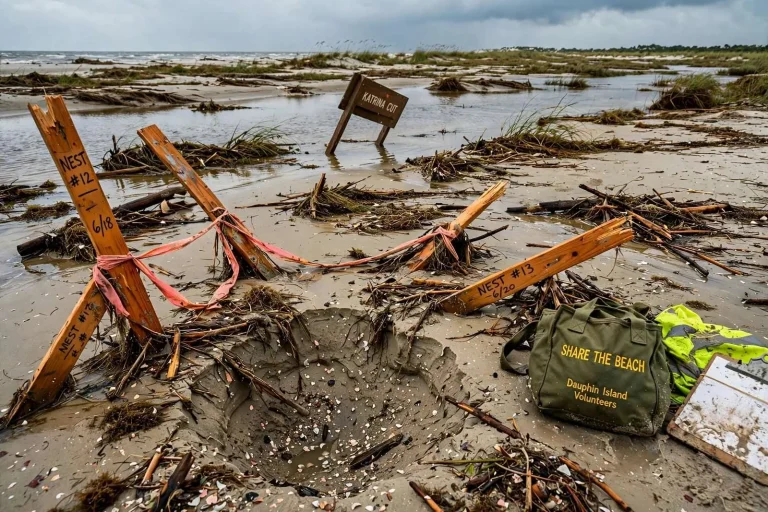 Illustration for the news story: Tropical Storm Barry Washes Away 21 Sea Turtle Nests on Dauphin Island