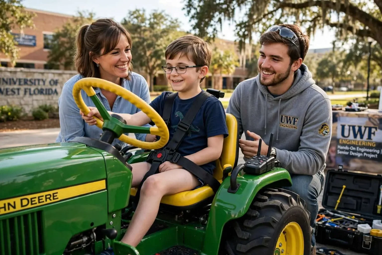 Illustration for the news story: UWF engineering students build custom mobility vehicle for Pensacola boy