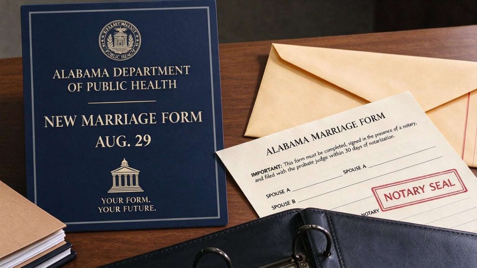 Illustration for the news story: Alabama rolls out new marriage forms next week