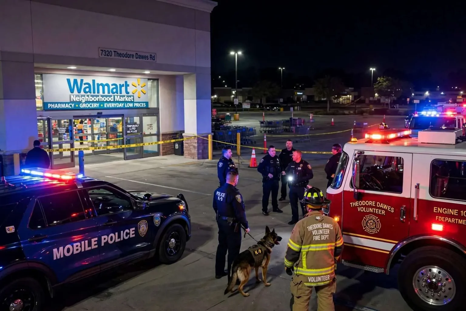 Illustration for the news story: Bomb Threat Cleared at Theodore Dawes Neighborhood Walmart