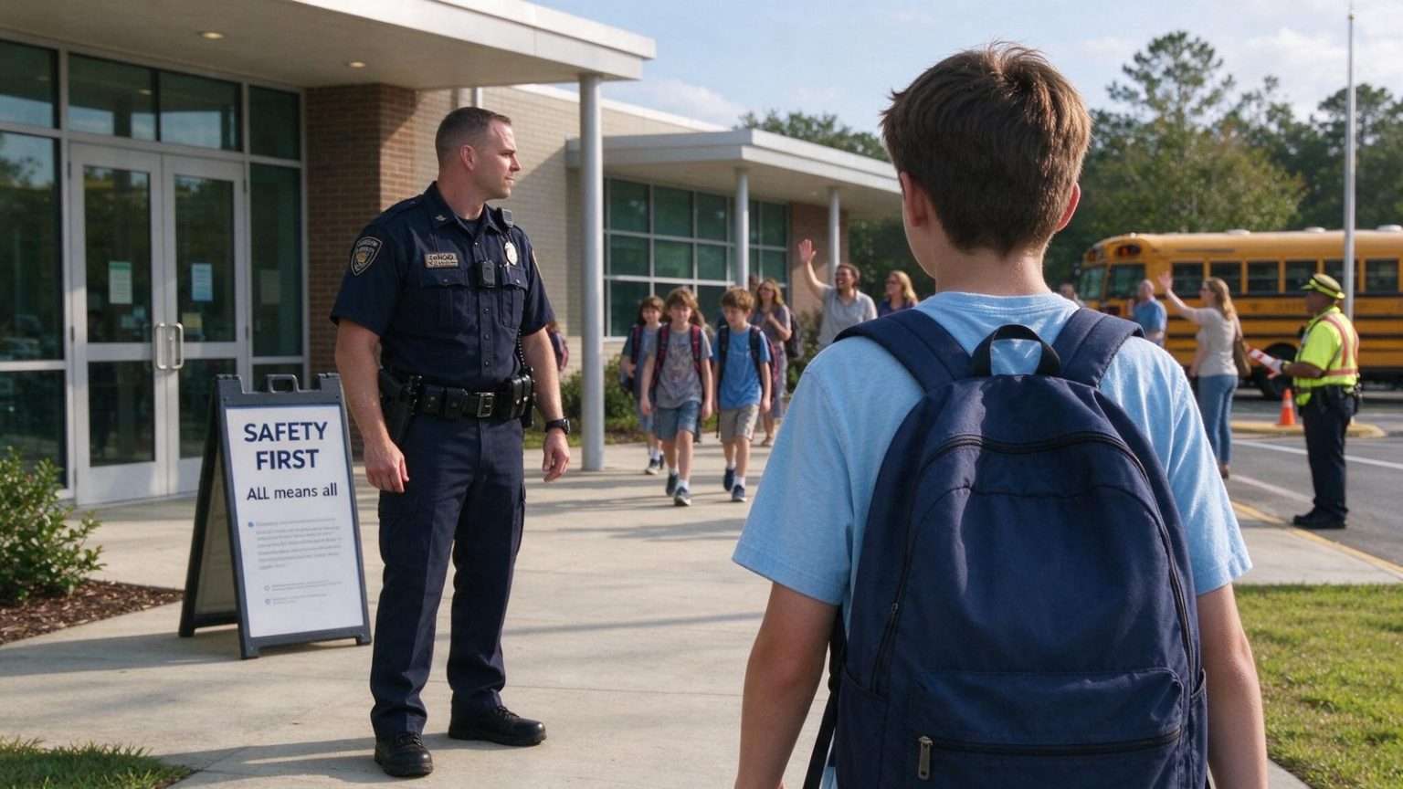 Illustration for the news story: Escambia County students return to school with new safety measures in place