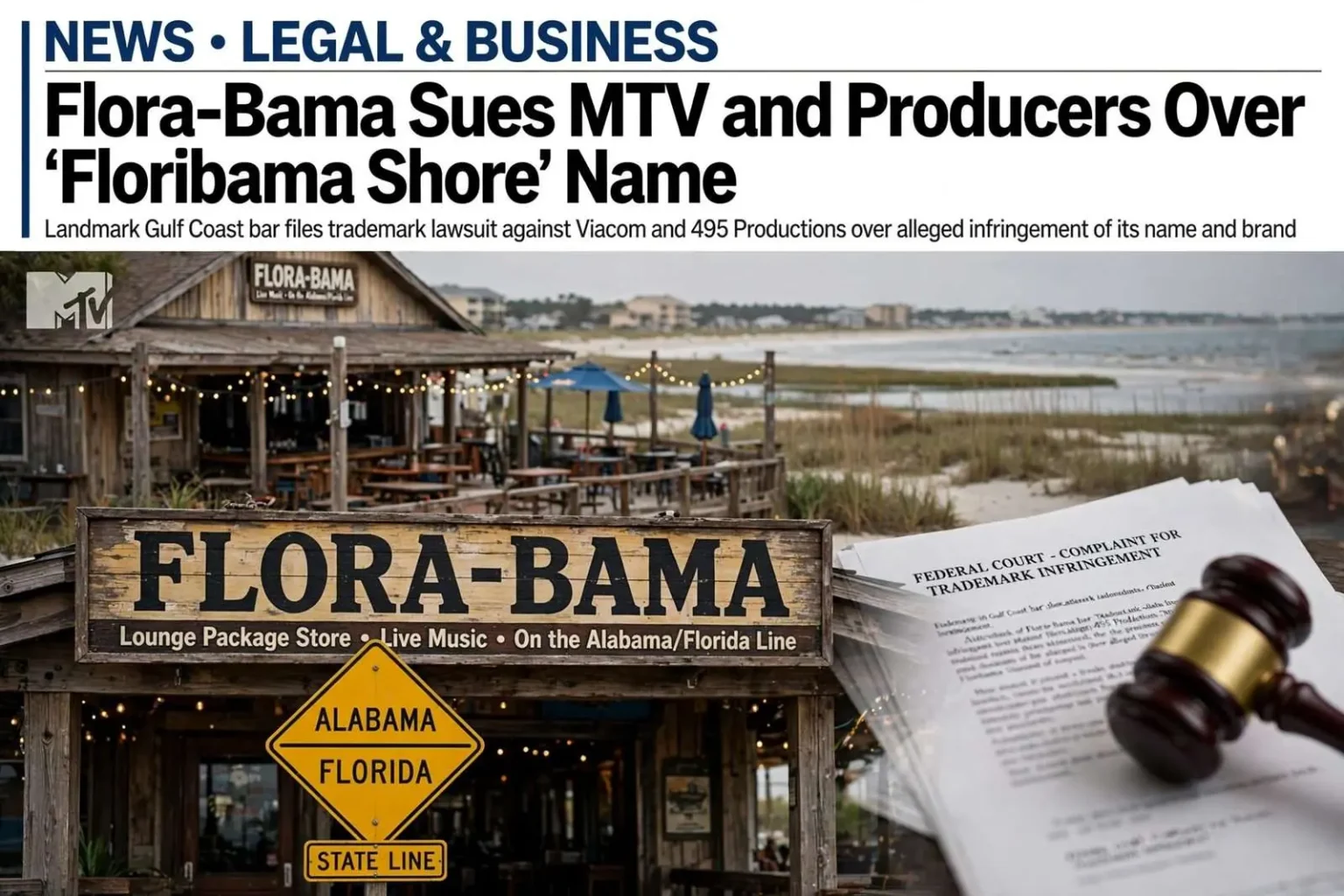 Illustration for the news story: Flora-Bama Sues MTV and Producers Over ‘Floribama Shore’ Name