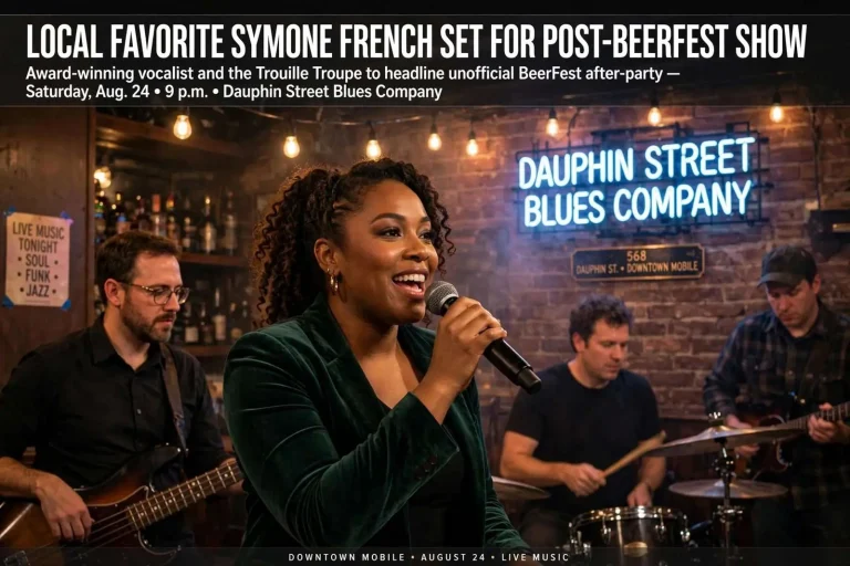 Illustration for the news story: Local Favorite Symone French Set for Post-BeerFest Show at Dauphin Street Blues Company