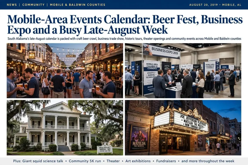 Illustration for the news story: Mobile-Area Events Calendar: Beer Fest, Business Expo and a Busy Late-August Week
