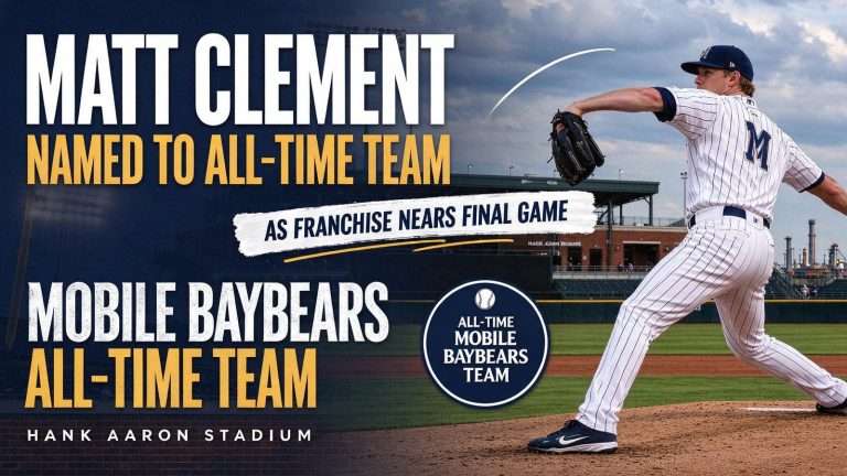 Illustration for the news story: Mobile BayBears name Matt Clement to All-Time Team as franchise nears final game