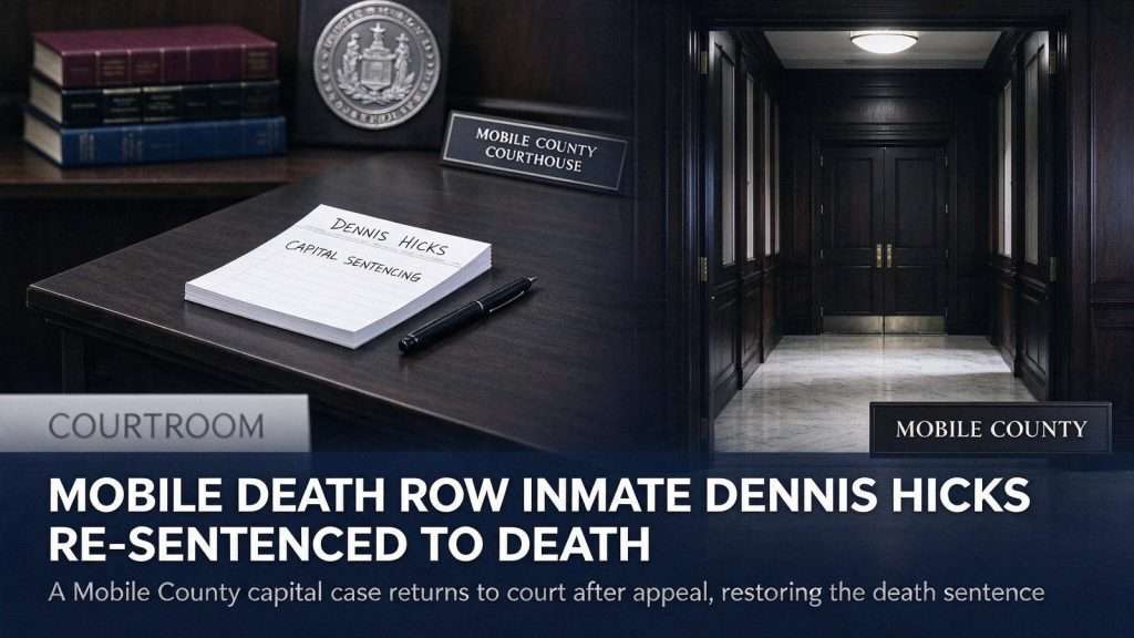 Illustration for the news story: Mobile Death Row Inmate Dennis Hicks Re-Sentenced to Death