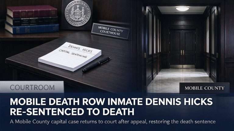 Illustration for the news story: Mobile Death Row Inmate Dennis Hicks Re-Sentenced to Death