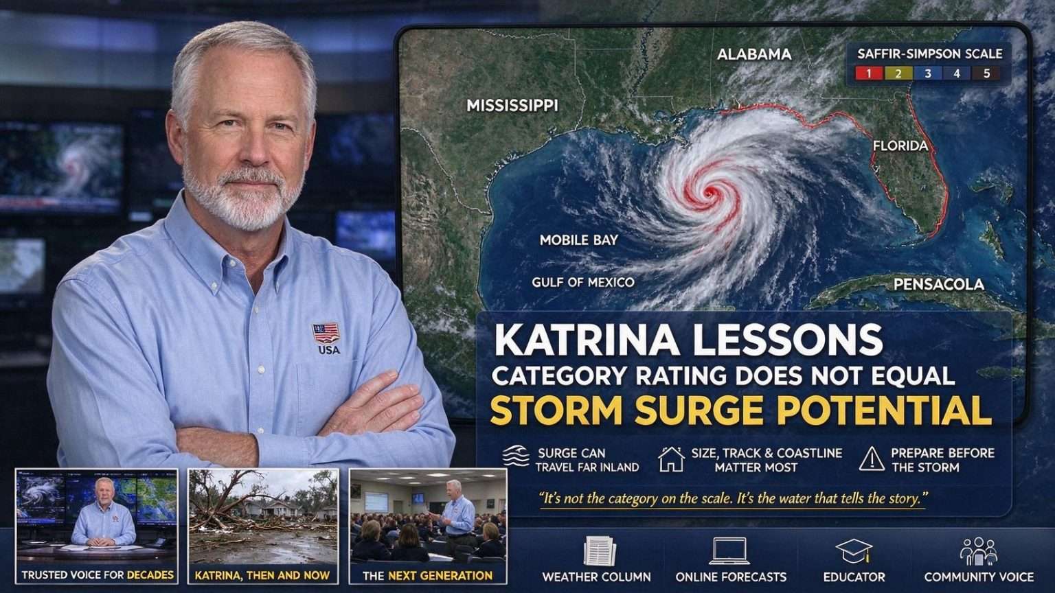 Illustration for the news story: Mobile Meteorologist Alan Sealls Looks Back at Katrina as Hurricane Season Heats Up